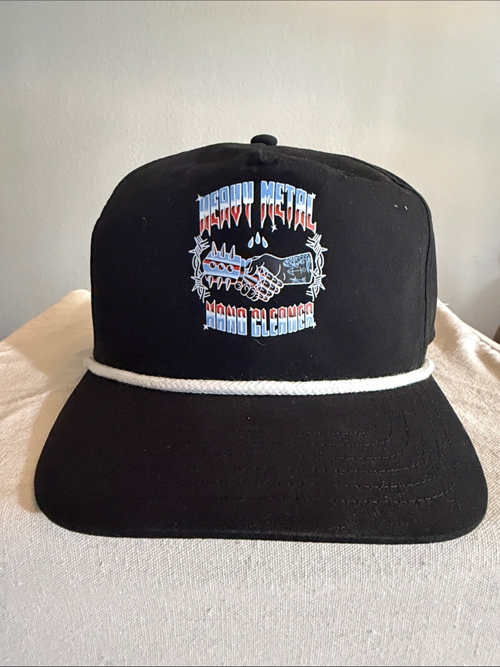 Black Rope-Trim Baseball Cap